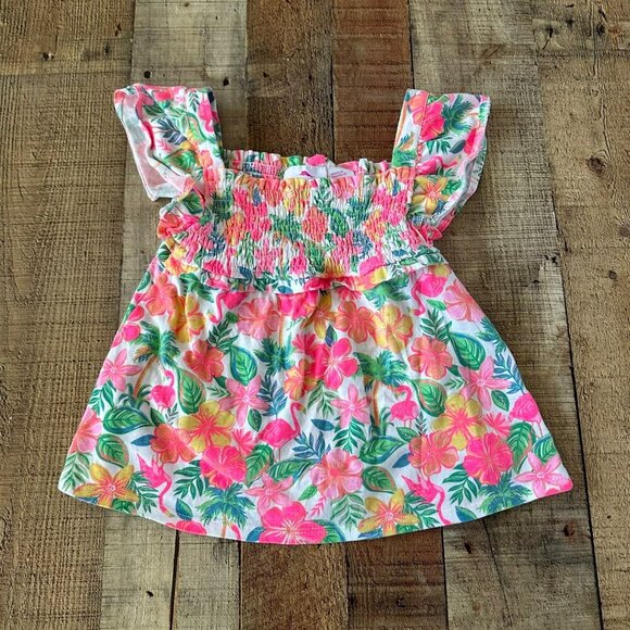 Tommy Bahama Girls Floral Smocked Top With Flutter Sleeves - Picture 1 of 6